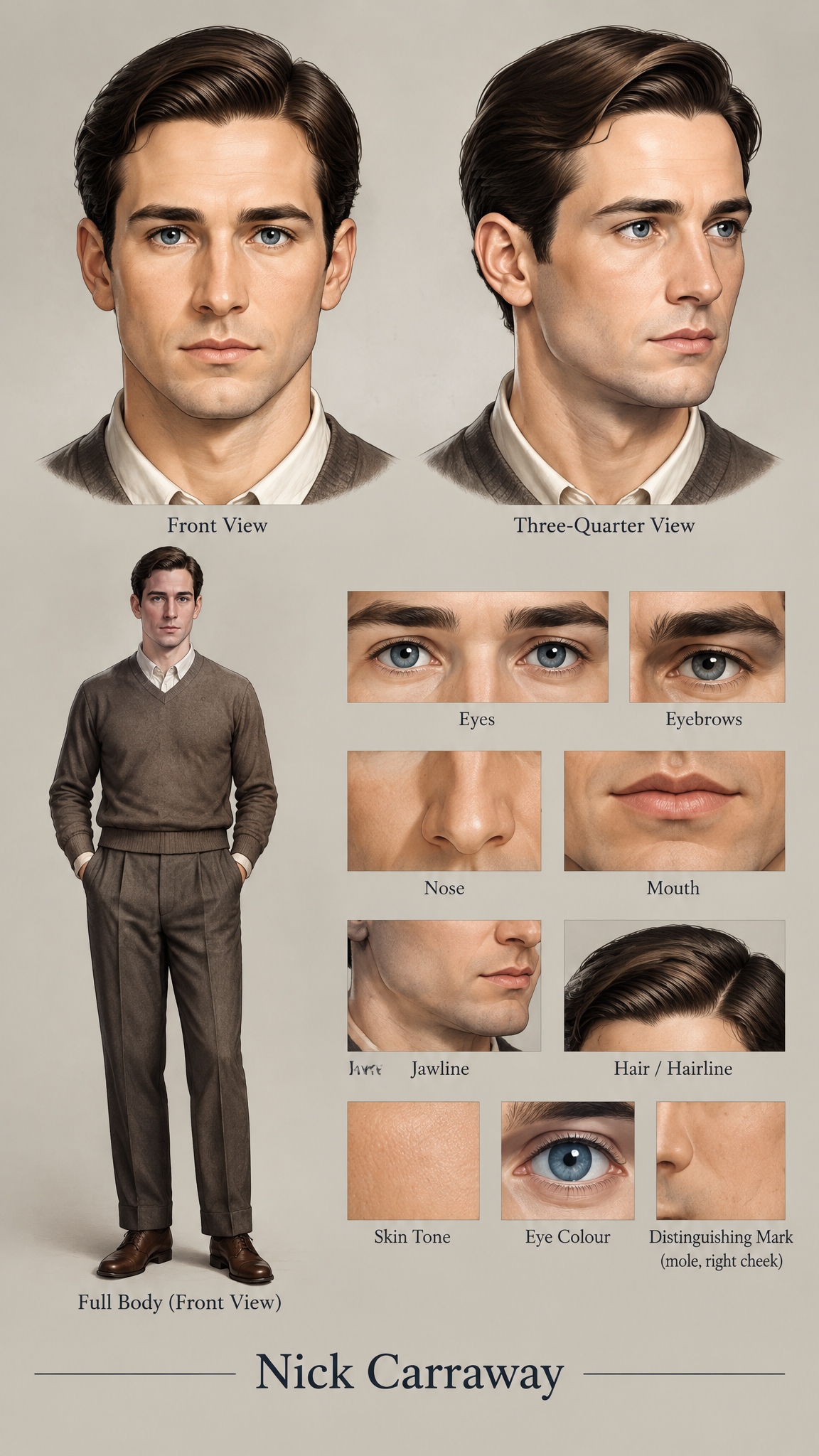 Alineación de personajes para The Great Gatsby